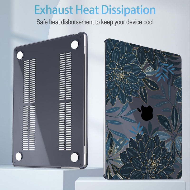 Mektron Designed for 2025/2024/2023 MacBook Air 15 INCH M4 A3241 /M3 A3114 /M2 A2941 Case  Printed Plastic Hard Shell Cover with 15.3 "" Liquid Retina Display Touch ID  Dahlia Flower C035 - Image 3